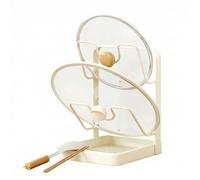 Genérico 2026 NEW Kitchen Pot Lid Storage Rack with Tray, Pot Lid Holder While Cooking, Multifunctional Lid and Spoon Rest Holder For Kitchen Counter (Beige-Double-layer)