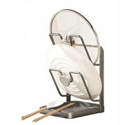 Genérico 2026 NEW Kitchen Pot Lid Storage Rack with Tray, Pot Lid Holder While Cooking, Multifunctional Lid and Spoon Rest Holder For Kitchen Counter (Gray-Double-layer)