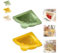 Genérico 2026 New Magnetic Triangular Sink Corner Rack - Twist-Open Knob Drain Basket, Press to Dump, Food Waste Catcher & Sponge Holder (Yellow+Green)
