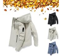 Genérico 2026 new Men's Sport Hooded Jacket, Men's Solid Color Waterproof Windproof Drawstring Zip-up Hoodie Jacket, Hooded Jacket for Everyday Casual (Khaki,XL)