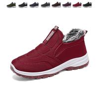 Genérico 2026 New Men's Winter Warm Fur Lined Slip-On Snow Boots with Arch Support - Lightweight Water Resistant Non-Slip Outdoor Boots (Red,44)