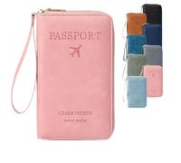 Genérico 2026 New Multifunctional RFID Passport Wallet,RFID Passport Holder For Travel with Safe Zipper for Credit Cards,Tickets,Travel Wallet for Men & Women (Pink)