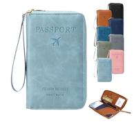 Genérico 2026 New Multifunctional RFID Passport Wallet,RFID Passport Holder For Travel with Safe Zipper for Credit Cards,Tickets,Travel Wallet for Men & Women (Sky Blue)