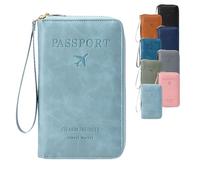 Genérico 2026 New Multifunctional RFID Passport Wallet,RFID Passport Holder For Travel with Safe Zipper for Credit Cards,Tickets,Travel Wallet for Men & Women (Sky Blue)