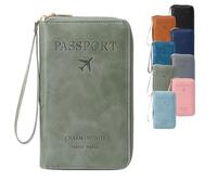 Genérico 2026 New Multifunctional RFID Passport Wallet,RFID Passport Holder For Travel with Safe Zipper for Credit Cards,Tickets,Travel Wallet for Men & Women (Green)