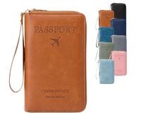 Genérico 2026 New Multifunctional RFID Passport Wallet,RFID Passport Holder For Travel with Safe Zipper for Credit Cards,Tickets,Travel Wallet for Men & Women (Brown)