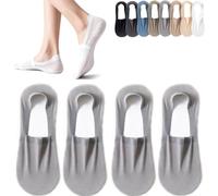 Genérico 2026 New No Show Socks for Man and Women, Ultra Low Cut Liner Palm Socks with Non-slip Silicone Pad for Flats Loafers (Light Gray-4PCS)