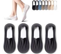 Genérico 2026 New No Show Socks for Man and Women, Ultra Low Cut Liner Palm Socks with Non-slip Silicone Pad for Flats Loafers (Dark Gray-4PCS)