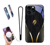 Genérico 2026 New Personalized Wood Grain Dragon Compatible, Dragon Pattern Glass Silicone Shockproof Cover, Magnetic Wireless Charging, for iPhone 17/16/15/14/13 (16,Black)