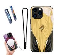 Genérico 2026 New Personalized Wood Grain Dragon Compatible, Dragon Pattern Glass Silicone Shockproof Cover, Magnetic Wireless Charging, for iPhone 17/16/15/14/13 (13 Pro MAX,Gold)