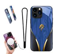 Genérico 2026 New Personalized Wood Grain Dragon Compatible, Dragon Pattern Glass Silicone Shockproof Cover, Magnetic Wireless Charging, for iPhone 17/16/15/14/13 (16 Pro,Navy Blue)