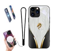Genérico 2026 New Personalized Wood Grain Dragon Compatible, Dragon Pattern Glass Silicone Shockproof Cover, Magnetic Wireless Charging, for iPhone 17/16/15/14/13 (16,White)