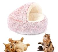 Genérico 2026 New Plush Hooded Cat Bed, Christmas Cat Bed, Cozy Pet, Dog with Cover Cave, Washable Soft Puppy for Pet Owners (Pink,L)