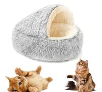 Genérico 2026 New Plush Hooded Cat Bed, Christmas Cat Bed, Cozy Pet, Dog with Cover Cave, Washable Soft Puppy for Pet Owners (Gray,M)
