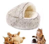 Genérico 2026 New Plush Hooded Cat Bed, Christmas Cat Bed, Cozy Pet, Dog with Cover Cave, Washable Soft Puppy for Pet Owners (Brown,L)