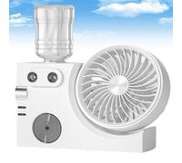 Genérico 2026 New Portable USB Rechargeable Misting Table Fan, Mini Desktop Cooling Air Circulator with Mist Spray, for Office Home Dorm Bedroom Outdoor Travel (white)