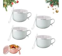 Genérico 2026 New Set of (4) 25-Oz Mug Meals W/Lid-Its, 25 Oz Mug Meals with Lids, Mugs with Handles & Spoon for Coffee, Soups, Stews (4PCS-Blue)