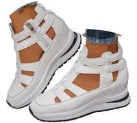 Genérico 2026 New Side Zipper Comfortable Lightweight Wedge Sandals Women's Closed Toe Wedge Sandals Orthopedic Sneakers (41,White)