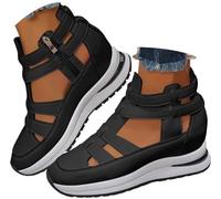 Genérico 2026 New Side Zipper Comfortable Lightweight Wedge Sandals Women's Closed Toe Wedge Sandals Orthopedic Sneakers (43,Black)