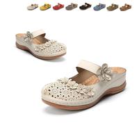 Genérico 2026 New Summer Closed Toe Hollow Out Wedge Sandals for Women, Vintage Floral Design with Adjustable Hook-and-Loop Strap, Platform Espadrilles (White,36)