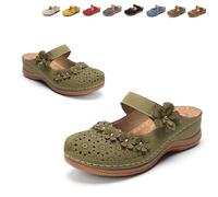 Genérico 2026 New Summer Closed Toe Hollow Out Wedge Sandals for Women, Vintage Floral Design with Adjustable Hook-and-Loop Strap, Platform Espadrilles (Green,42)