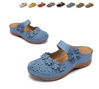 Genérico 2026 New Summer Closed Toe Hollow Out Wedge Sandals for Women, Vintage Floral Design with Adjustable Hook-and-Loop Strap, Platform Espadrilles (Blue,36)