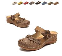 Genérico 2026 New Summer Closed Toe Hollow Out Wedge Sandals for Women, Vintage Floral Design with Adjustable Hook-and-Loop Strap, Platform Espadrilles (Brown,38)