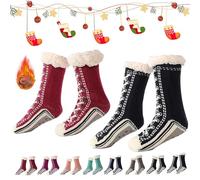 Genérico 2026 New Upgraded version Ultra-Thick Cashmere Slipper Home Socks,Non Slip Comfy Warm,Christmas Socks (2pcs-d)