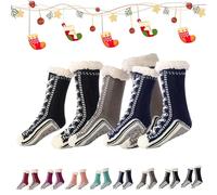 Genérico 2026 New Upgraded version Ultra-Thick Cashmere Slipper Home Socks,Non Slip Comfy Warm,Christmas Socks (3pcs-a)