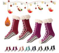 Genérico 2026 New Upgraded version Ultra-Thick Cashmere Slipper Home Socks,Non Slip Comfy Warm,Christmas Socks (2pcs-g)