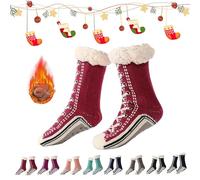 Genérico 2026 New Upgraded version Ultra-Thick Cashmere Slipper Home Socks,Non Slip Comfy Warm,Christmas Socks (Red)