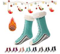 Genérico 2026 New Upgraded version Ultra-Thick Cashmere Slipper Home Socks,Non Slip Comfy Warm,Christmas Socks (Lake Blue)