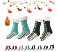 Genérico 2026 New Upgraded version Ultra-Thick Cashmere Slipper Home Socks,Non Slip Comfy Warm,Christmas Socks (2pcs-a)