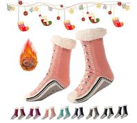 Genérico 2026 New Upgraded version Ultra-Thick Cashmere Slipper Home Socks,Non Slip Comfy Warm,Christmas Socks (Pink)