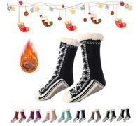 Genérico 2026 New Upgraded version Ultra-Thick Cashmere Slipper Home Socks,Non Slip Comfy Warm,Christmas Socks (Black)