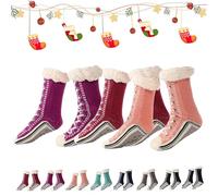 Genérico 2026 New Upgraded version Ultra-Thick Cashmere Slipper Home Socks,Non Slip Comfy Warm,Christmas Socks (3pcs-c)