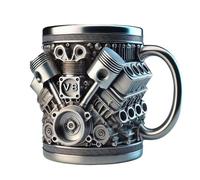 Genérico 2026 New V8 Engine Coffee Mug, Retro V8 Engines Stainless Steel Cup, Personalized Double Wall Insulation Car Mug 15oz with Handle for Father, Husband, Mechanic, Car Enthusiast Gift (Sliver)