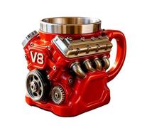 Genérico 2026 New V8 Engine Coffee Mug, Retro V8 Engines Stainless Steel Cup, Personalized Double Wall Insulation Car Mug 15oz with Handle for Father, Husband, Mechanic, Car Enthusiast Gift (Red)