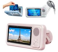 Genérico 2026 New Waterproof Shower Phone Holder with Speaker,360°/480° Rotatable Anti-Fog Touch Screen Phone Case, Secure Wall Mount Bathroom Phone Holder for Shower (Pink)