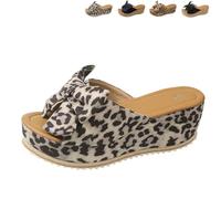 Genérico 2026 New Women's High Heeled Bow-Knot Platform Wedge Sandals, Anti-Slip Thick Sole Slingback Open Toe Dressy Summer Sandals (Brown1,38)