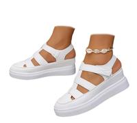 Genérico 2026 New Women's Hollow Out Breathable Platform Wedge Sandals Adjustable Strap Sports Comfortable Shoes Arch Support Closed Toe Shoes (White,36)