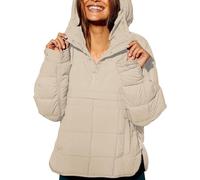 Genérico 2026 New Women's Oversized Hooded Puffer Jacket,Quilted Jackets,Lightweight Winter Warm Padded Hoodies Coat (beige,M)