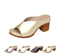 Genérico 2026 New Women's Platform Chunky Heels Low Block Heeled Sandal s Classic Casual Slip on Dressy Shoes (4,38)