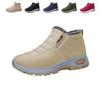 Genérico 2026 New Women's Warm Sheepskin-Lined Boots Ladies Winter Snow Boots Lightweight Waterproof Fur Fuzzy Thermal Soft Booties (Khaki,36)