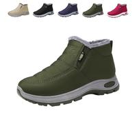 Genérico 2026 New Women's Warm Sheepskin-Lined Boots Ladies Winter Snow Boots Lightweight Waterproof Fur Fuzzy Thermal Soft Booties (Green,40)