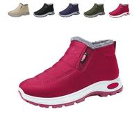 Genérico 2026 New Women's Warm Sheepskin-Lined Boots Ladies Winter Snow Boots Lightweight Waterproof Fur Fuzzy Thermal Soft Booties (Red,39)