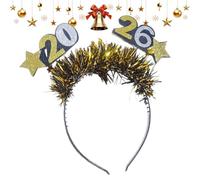 Genérico 2026 New Year Headband - Soft Holiday Party Accessory | Gold Black Cloth PP Design, Eye Catching Decoration for Indoor Outdoor Celebration Gear, Couple Matching Headwear