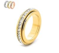 Genérico 2026 Nuevo anillo giratorio brillante, simboliza votos y suerte, anillo giratorio antiestrés, resistente al agua y a la decoloración, regalo para San Valentín y para llevar a diario (Oro,7)