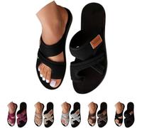 Genérico 2026 Orthopedic Sandals for Women Beach Slip On Flip Flops Comfortable Mesh Flats Casual Toe Ring Slippers (Black,36)