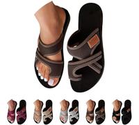 Genérico 2026 Orthopedic Sandals for Women Beach Slip On Flip Flops Comfortable Mesh Flats Casual Toe Ring Slippers (Coffee,36)